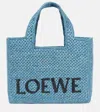 Loewe Small Font Woven-raffia Tote Bag In Blue