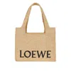 Loewe Medium Signature Font Raffia Tote Bag In Sand