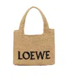 Loewe Logo-embroidered Raffia Tote Bag In Nude