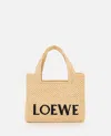 Loewe Logo-embroidered Raffia Tote Bag In Beige