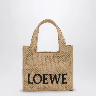 Loewe Logo-embroidered Raffia Tote Bag In Neutrals