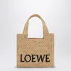 Loewe Font Tote Mini Raffia Bag In Sand