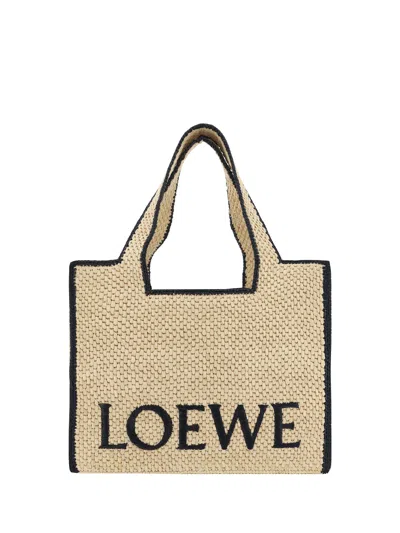 Loewe Font Tote Shoulder Bag In Neutral