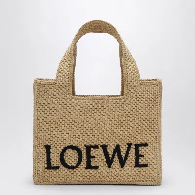 Loewe Font Tote Small Raffia Bag