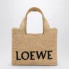 Loewe Font Tote Small Raffia Bag In Sand