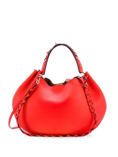Pre-owned Loewe Fortune Open Leather Hobo Bag In Red