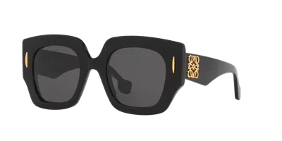 Loewe Anagram Acetate Square Sunglasses In Shiny Black Smoke