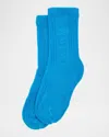 Loewe French Terry Crew Socks In Blue