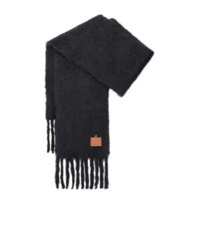 Loewe Fringe Plaque Scarf In Black
