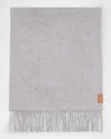 Loewe Fringed Cashmere Scarf In Gray