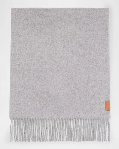 Loewe Fringed Cashmere Scarf In Gray