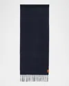 Loewe Fringed Cashmere Scarf In Navy Blue
