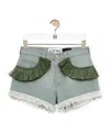 Loewe Frayed Denim Shorts In Green