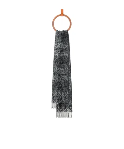 Loewe Fringed Edge Scarf In Gray