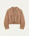 Loewe Fringed Leather Balloon Jacket In Brown