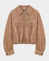 Loewe Fringed Leather Balloon Jacket In Sand