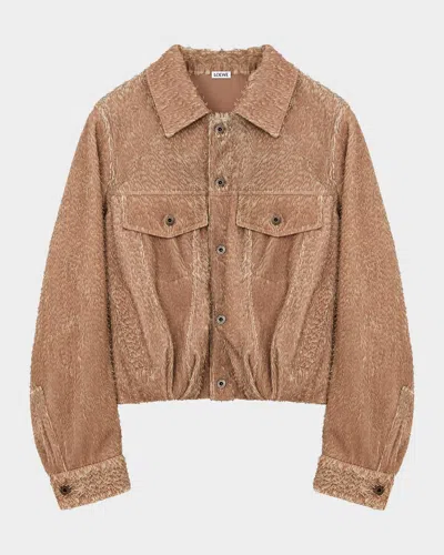 LOEWE FRINGED LEATHER BALLOON JACKET