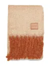 Loewe Fringed Leather-patch Scarf In Neutral