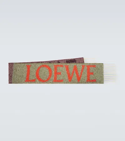 Loewe Fringed Logo Alpaca And Wool-blend Scarf In Multi
