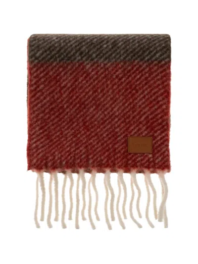 Loewe Fringed Scarf In Burgundy