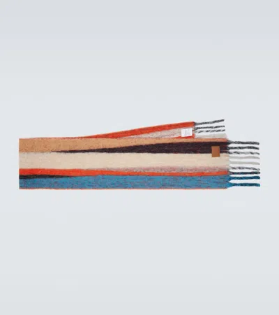 Loewe Fringed Striped Alpaca-blend Scarf In Multi