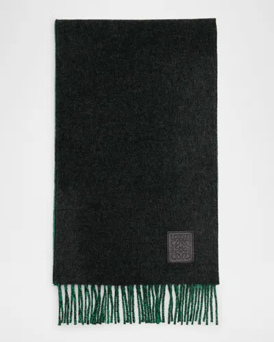 Loewe Fringed Wool & Cashmere Scarf In Black