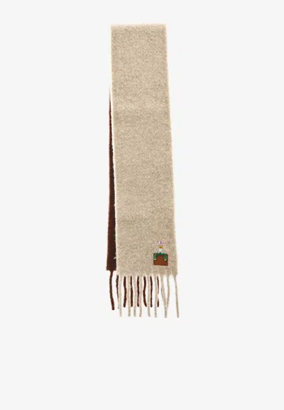 Loewe Fringed Wool-blend Scarf In Multi