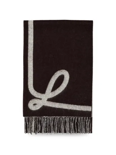 Loewe Fringed-hem Scarf In Brown