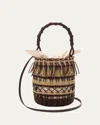 Loewe Fringes Bucket Bag In Leather & Hemp