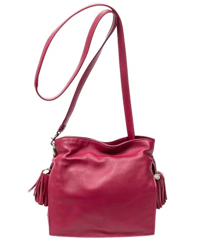 Loewe Fuchsia Pink Calfskin Leather Tassel Flamenco (authentic Pre-loved) In Red