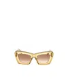 Loewe Womens Transparent Olive Beveled Cat-eye Acetate Sunglasses In Gold