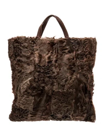 Pre-owned Loewe Fur Backpack In Brown