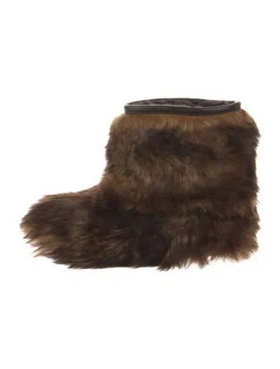 Pre-owned Loewe Fur Boots In Brown