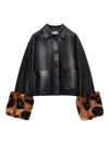 Loewe Fur-trim Leather Jacket In Black