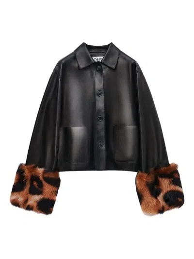 LOEWE FUR-TRIM LEATHER JACKET