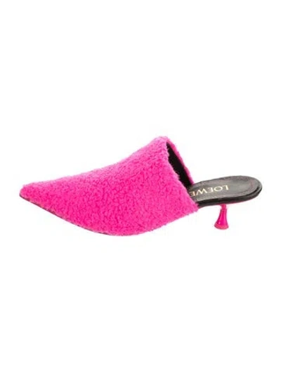 Pre-owned Loewe Fur Trim Mules In Pink