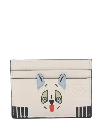 Pre-owned Loewe Futurist Cat Card Holder In Neutral