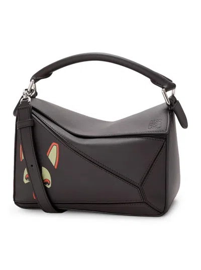 Loewe Futurist Cat Small Puzzle Bag In Calfskin In Brown