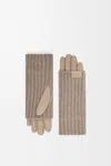 Loewe Leather And Ribbed Cashmere Gloves In Brown
