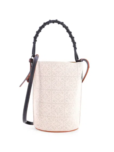 Pre-owned Loewe Gate Anagram Jacquard Canvas Medium Bucket Bag In Black