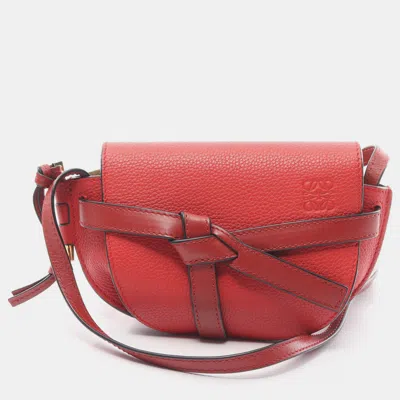 Pre-owned Loewe Gate Bag Mini Shoulder Bag Leather Red