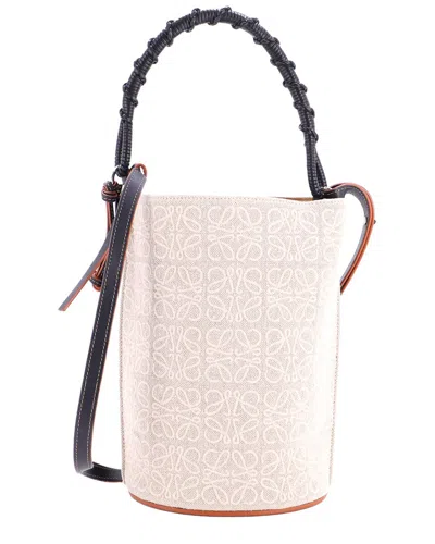 Loewe Gate Bucket Bag Anagram Jacquard Medium (authentic Pre-loved) In Neutral