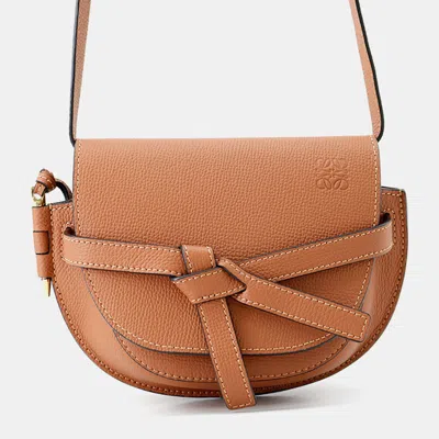 Pre-owned Loewe Gate Dual Bag Tan Leather Size Mini In Brown