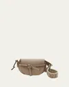 Loewe Gate Dual Mini Crossbody Bag In Leather With Jacquard Strap In Pearl Grey
