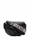 Loewe Gate Dual Mini Leather And Jacquard Shoulder Bag In Black