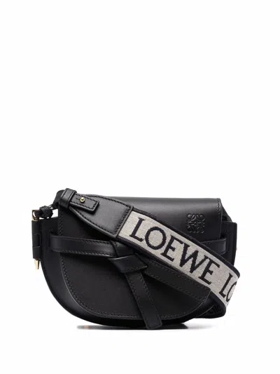 Loewe Gate Dual Mini Leather Crossbody Bag In Black
