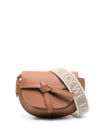Loewe Gate Dual Mini Leather Crossbody Bag In Brown
