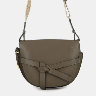 Pre-owned Loewe Gate Dual Mini Shoulder Bag Olive Leather In Green