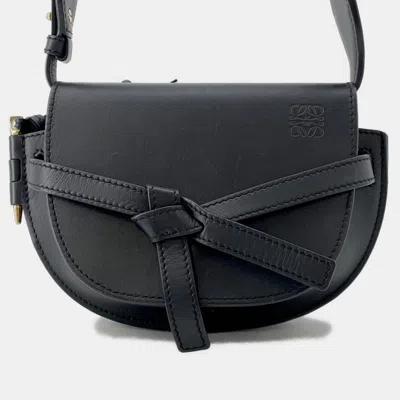 Pre-owned Loewe Gate Dual Shoulder Bag Black Leather Size Mini