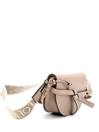 Pre-owned Loewe Gate Dual Shoulder Bag Leather Mini Crossbody Bag In Neutral